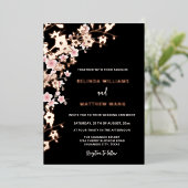 PHOTO Pink Rose Gold Cherry Blossom Wedding Folie Uitnodiging (Staand Voorkant)
