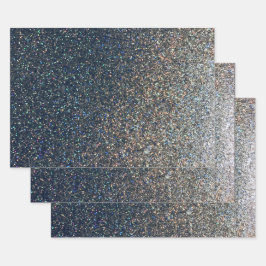 Photo Place Mat Faux Silver Glitter 3 pack Inpakpapier Vel