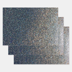 Photo Place Mat Faux Silver Glitter 3 pack Inpakpapier Vel