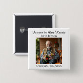 Photo & Poem | Memorial Forever in our Hearts Vierkante Button 5,1 Cm (Voorkant /achterkant)