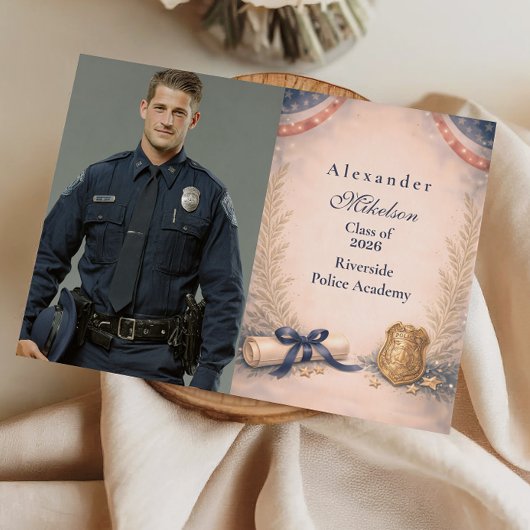 Photo Police Officer Academy Milestone Graduation Aankondiging