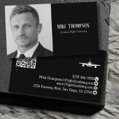 Photo Professional QR Code Pilot Black Aviation Visitekaartje
