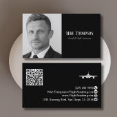 Photo Professional QR Code Pilot Black Aviation Visitekaartje
