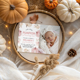 Photo Pumpkin First Birthday Invite Kaart