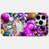 Photo Purple Abstract Hearts and Flowers Case-Mate iPhone Case (Achterkant (horizontaal))