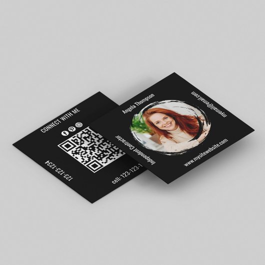 Photo QR Code Black Connect with Me Business Vierkante Visitekaartje