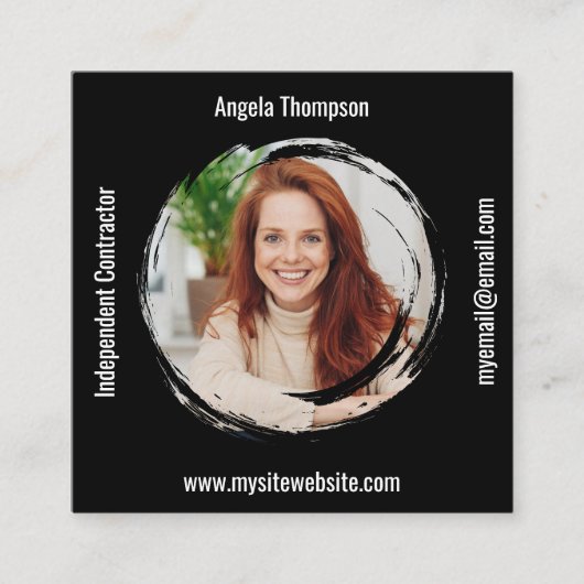 Photo QR Code Black Connect with Me Business Vierkante Visitekaartje (Voorkant)