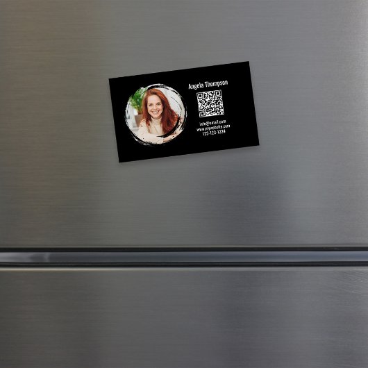 Photo QR Code Black Magnetic  Magnetisch Visitekaartje