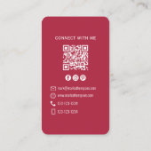 Photo QR Code Connect With Me Burgundy Modern Visitekaartje (Achterkant)