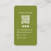Photo QR Code Connect With Me Olive Green Visitekaartje (Achterkant)