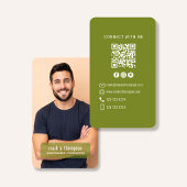 Photo QR Code Connect With Me Olive Green Visitekaartje