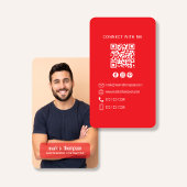 Photo QR Code Connect With Me Red Modern Visitekaartje