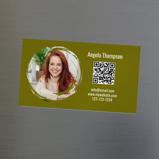 Photo QR Code Green Modern Magnetic  Magnetisch Visitekaartje