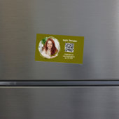 Photo QR Code Green Modern Magnetic  Magnetisch Visitekaartje