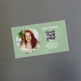 Photo QR Code Green Modern Magnetic  Magnetisch Visitekaartje