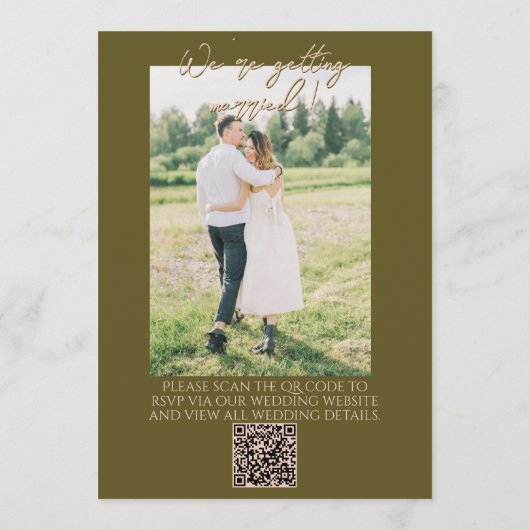 Photo QR Code Hand Drawn Grasslands Floral Wedding Kaart (Achterkant)