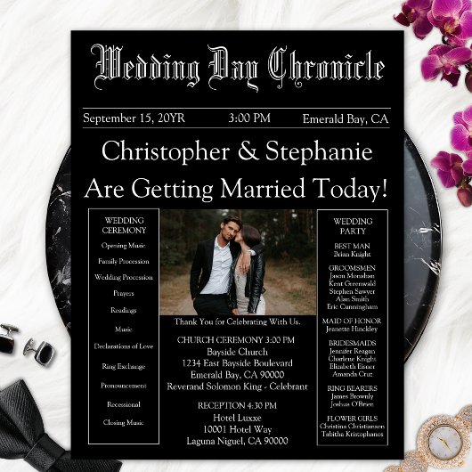 Photo QR Code Minimalist Newspaper Wedding Program