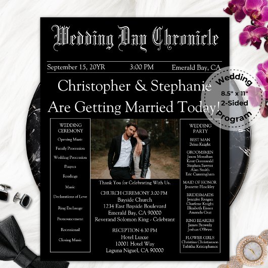 Photo QR Code Minimalist Newspaper Wedding Program