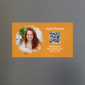 Photo QR Code Orange Modern Magnetic Magnetisch Visitekaartje