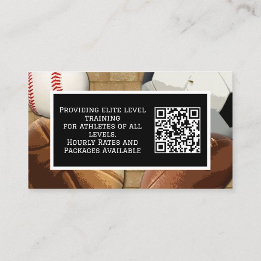Photo QR Code Sports Personal Trainer Coach Visitekaartje (Achterkant)