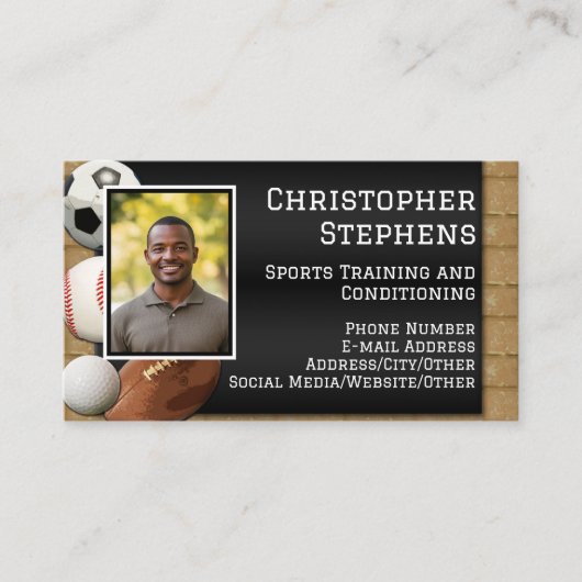 Photo QR Code Sports Personal Trainer Coach Visitekaartje (Voorkant)