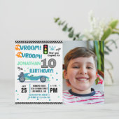 Photo Race Car • 10th Birthday Boy Kaart (Staand voorkant)