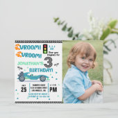 Photo Race Car • 3rd Birthday Racing Party Kaart (Staand voorkant)