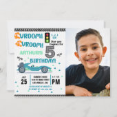 Photo Race Car • 5th Birthday Racing Party Kaart (Voorkant)
