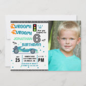 Photo Race Car • 6th Birthday Racing Party Kaart (Voorkant)