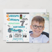 Photo Race Car • 7th Birthday Racing Party Kaart (Voorkant)