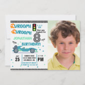 Photo Race Car • 8th Birthday Boy Kaart (Voorkant)
