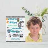Photo Race Car • 8th Birthday Boy Kaart (Staand voorkant)
