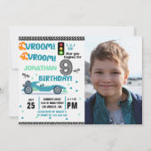Photo Race Car • 9th Birthday Boy Kaart (Voorkant)