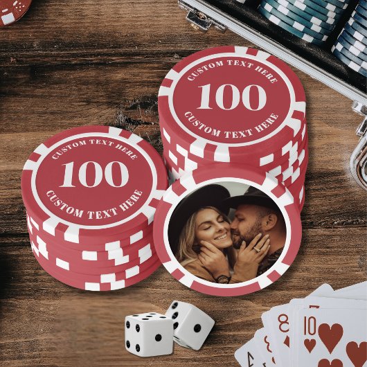Photo Red 100 Numbered Poker Chips