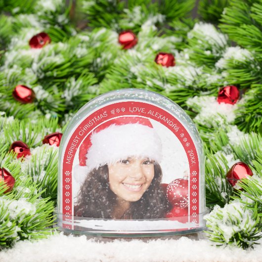 Photo Red Arch Merriest Christmas White Snowflakes Sneeuwbol (Kerstmis)