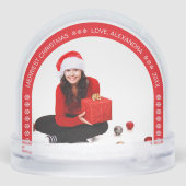 Photo Red Arch Merriest Christmas White Snowflakes Sneeuwbol (Achterkant)