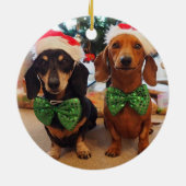 PHOTO Red Boerderij Truck Kerstmis Waterverf Keramisch Ornament (Achterkant)