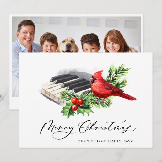 PHOTO Red Cardinaal Bird kerstgroet Feestdagenkaart (Voorkant / Achterkant)