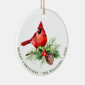 PHOTO Red Cardinaal Holly Berry Kerstfeestdag Keramisch Ornament (Rechts)
