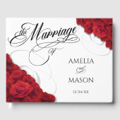 Photo Red Roses Calligraphy Script Wedding Gastenboek (Voorkant)