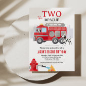 Photo Red Two The Rescue Fire Engine 2nd Birthday Kaart