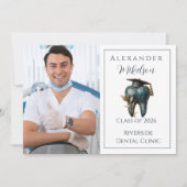 Photo Refined Blue Tooth Laurel Graduation Aankondiging (Voorkant)