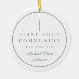 Photo Religious Cross Boy First Communion Keramisch Ornament