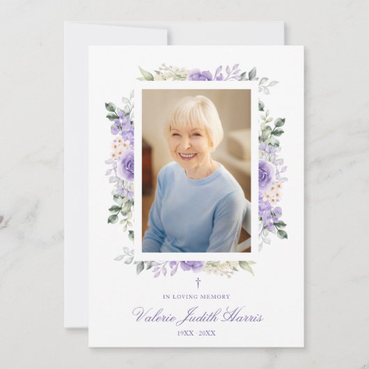 Photo Remembrance Service Dear Ones Purple Shades Kaart (Voorkant)