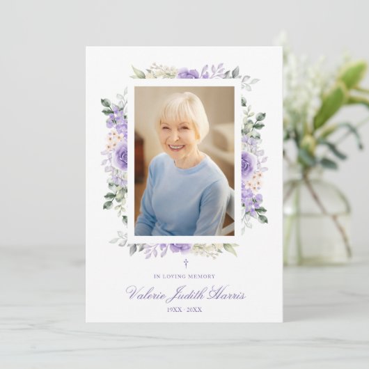 Photo Remembrance Service Dear Ones Purple Shades Kaart (Staand voorkant)