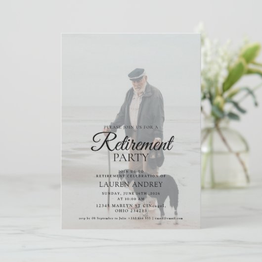 Photo Retirement Celebration Invitation Kaart (Staand voorkant)