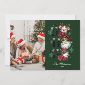 Photo Retro Gingham Santa & Friends Christmas Feestdagenkaart (Voorkant)