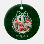 Photo Retro Green Plaid Whimsical Christmas Keramisch Ornament (Achterkant)