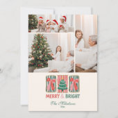Photo Retro Merry & Bright Christmas Feestdagenkaart (Voorkant)