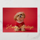 Photo Retro Script Prettige feestdagen Gold (Voorkant)